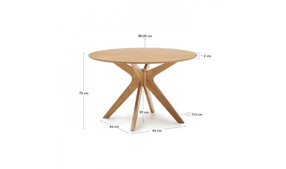Naanim round table in oak veneer, Ø 120 cm | Tables | ZIPhome.ee image 6