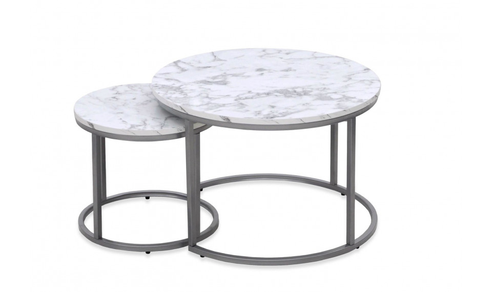PAOLA set of 2 coffee tables (60/40, 38/34 cm), color: marble/silver | Kahvipöydät | ZIPhome.ee kuva 1