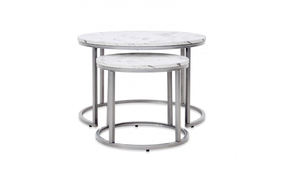 PAOLA set of 2 coffee tables (60/40, 38/34 cm), color: marble/silver | Kahvipöydät | ZIPhome.ee kuva 3
