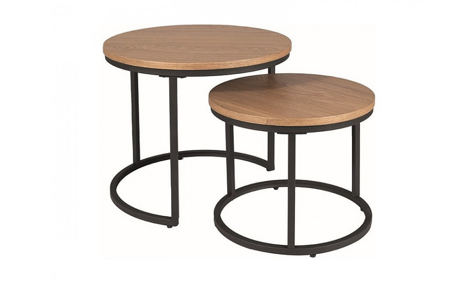 AMARO Set of coffee tables 2 pcs., color oak/black | Сoffee tables | ZIPhome.ee image 1