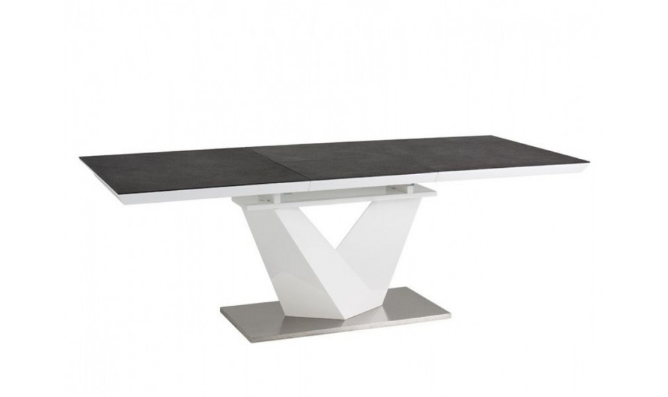 ALARAS II 140 Pikendatav söögilaud Musta kivi efekt / valge läige | Lauad | ZIPhome.ee pilt 1
