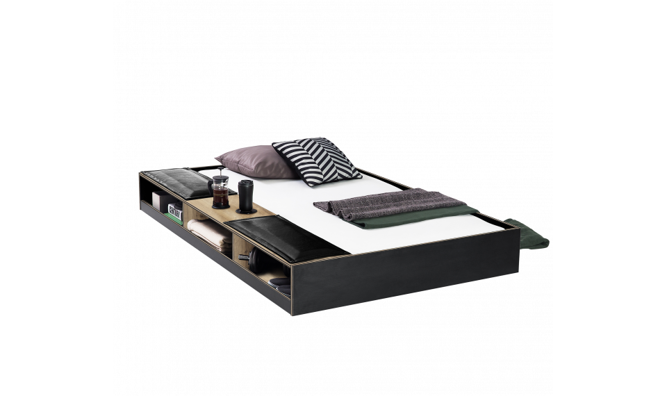 BLACK PULL-OUT BED WITH PARTITIONS (90x190 cm) | Lasten sängyt | ZIPhome.ee kuva 1