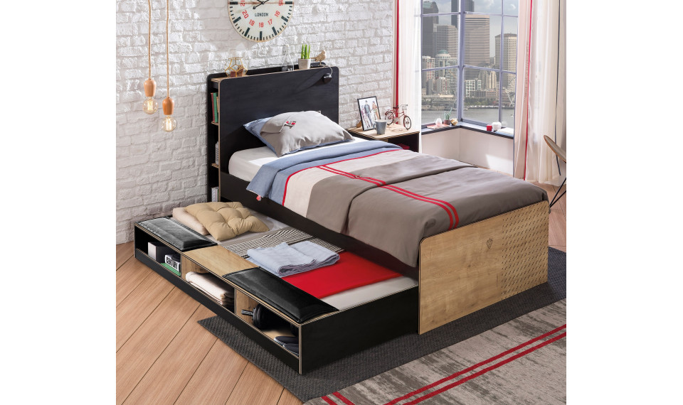 BLACK PULL-OUT BED WITH PARTITIONS (90x190 cm) | Lasten sängyt | ZIPhome.ee kuva 2