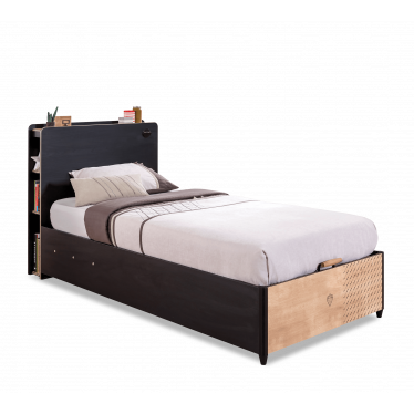 BLACK voodi pesukastiga ja tõstemehhanismiga (100x200 cm)