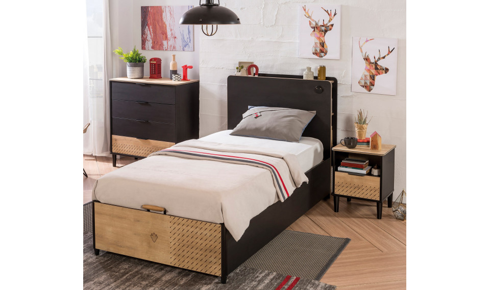 BLACK кровать с ящиком для белья и подъемным механизмом (100x200 cm) | Black | ZIPhome.ee изображение 3