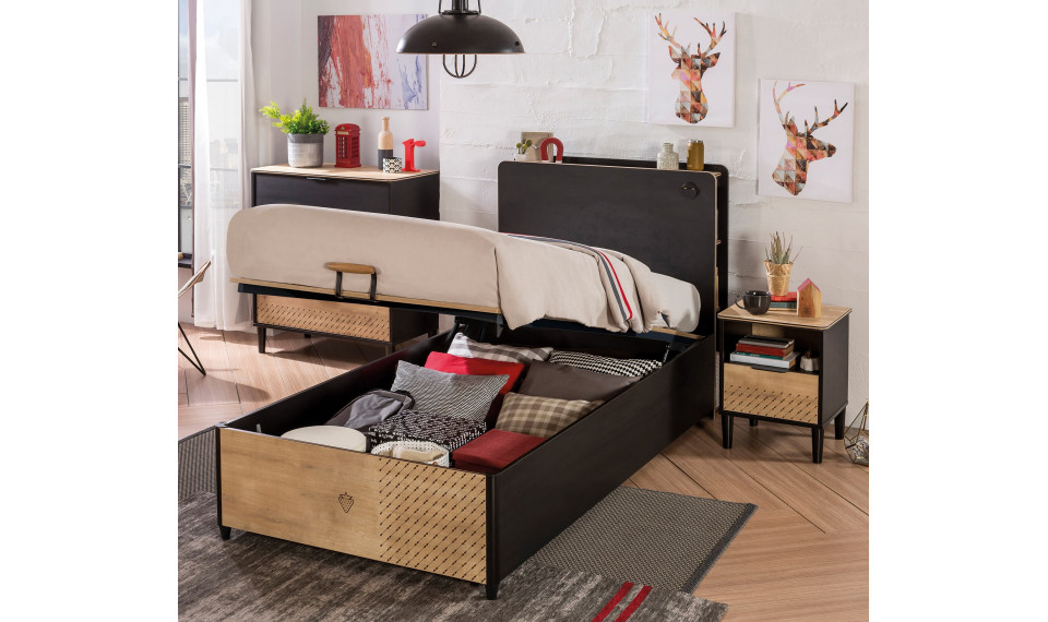 BLACK кровать с ящиком для белья и подъемным механизмом (100x200 cm) | Black | ZIPhome.ee изображение 2