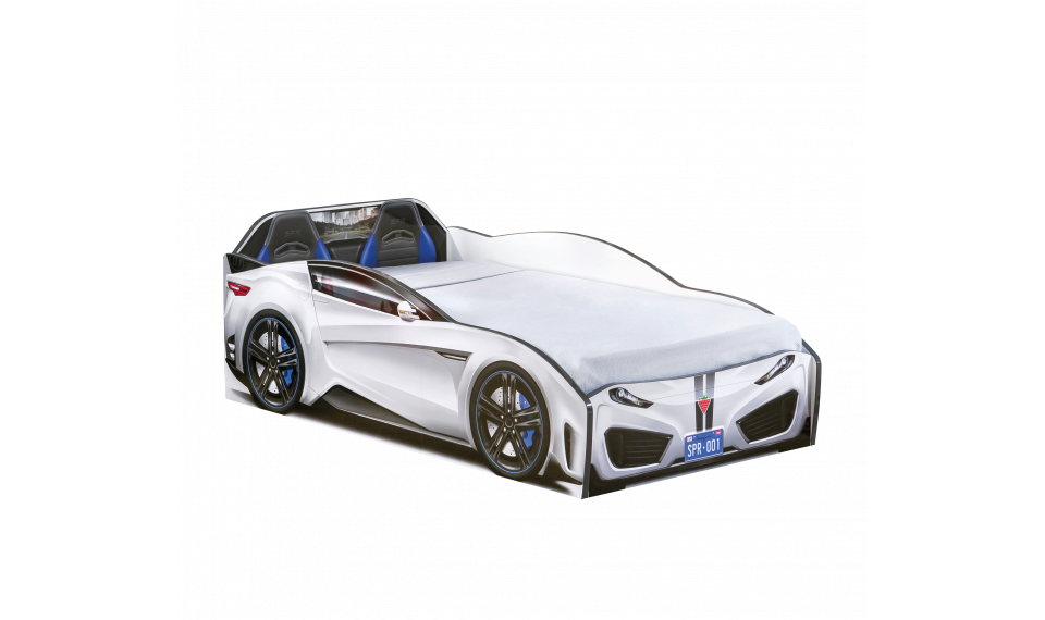 SPYDER auto-voodi valge (70x131 cm) | Laste voodid | ZIPhome.ee pilt 1