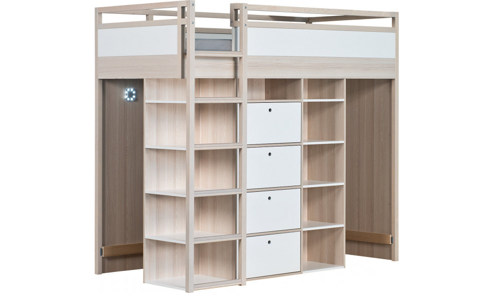 Bed bunk w/o mattress support & movable left 90X200 SPBV acacia/white | 100% Quality Bed bunk w/o mattress support & movable left 90X200 SPBV acacia/white | Spot Young | ZIPhome.ee image 1