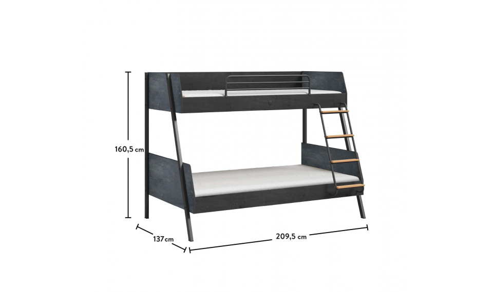 DARK METAL большая двухъярусная кровать (90x200-120x200 cm) | Двухъярусные кровати | ZIPhome.ee изображение 3