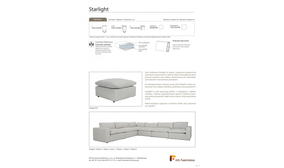 STARLIGHT Mooduldiivan 1L/R+1+C+Footstool XL | Nurgadiivanid | ZIPhome.ee pilt 2
