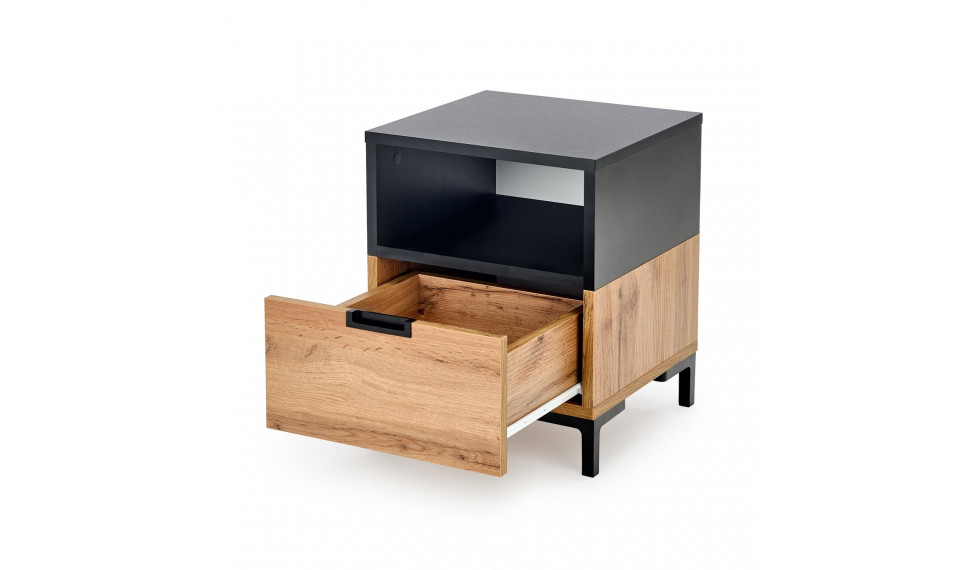 SILVIA Прикроватная тумба, цвет дуб вотан/черный | Прикроватные тумбочки | ZIPhome.ee изображение 2