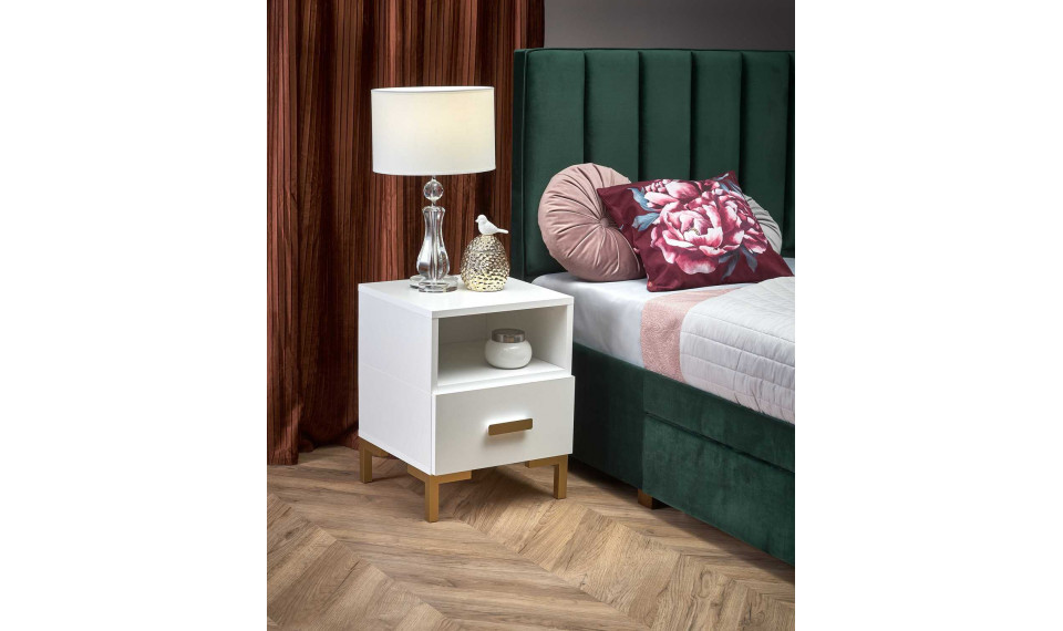 SILVIA Прикроватная тумба, цвет белый/золотистый | Прикроватные тумбочки | ZIPhome.ee изображение 1