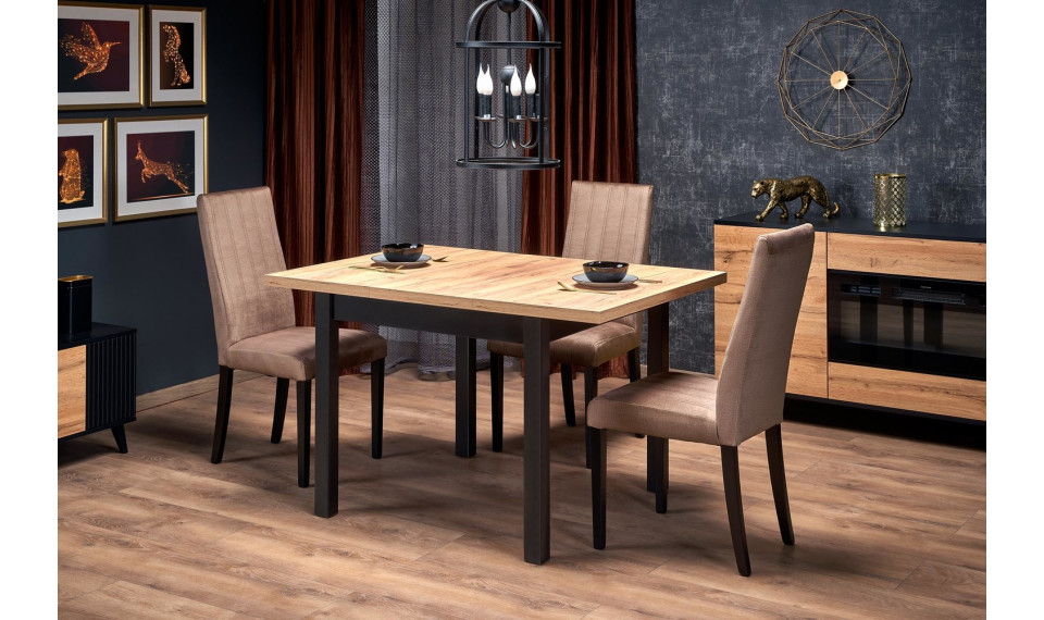 TIAGO SQUARE extendable dining table 90/125, craft oak/black | Tables | ZIPhome.ee image 2