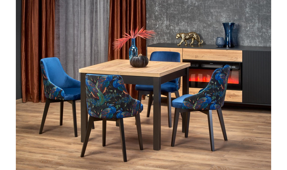 TIAGO SQUARE extendable dining table 90/125, craft oak/black | Tables | ZIPhome.ee image 1