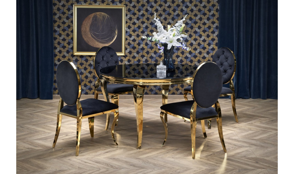 Reginald 2 round table 120 gold/black glass | Tables | ZIPhome.ee image 1