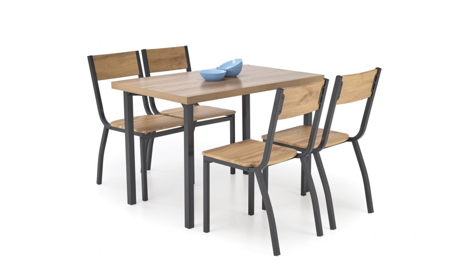 Milton table + 4 chairs set, natural/black | Tables | ZIPhome.ee image 1