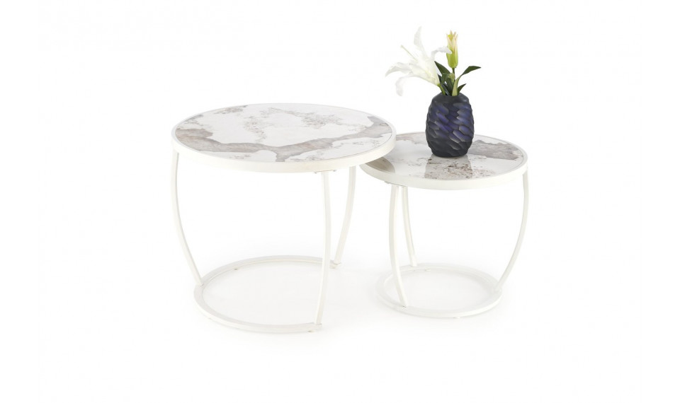 Ines coffee table set beige marble/white | Сoffee tables | ZIPhome.ee image 1
