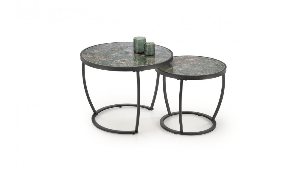 Ines coffee table set green marble/black | Сoffee tables | ZIPhome.ee image 1