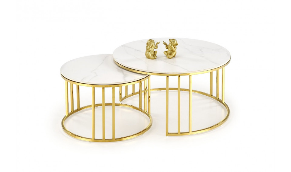 Mercury 3 coffe table set of 2 white marble/gold | Сoffee tables | ZIPhome.ee image 1