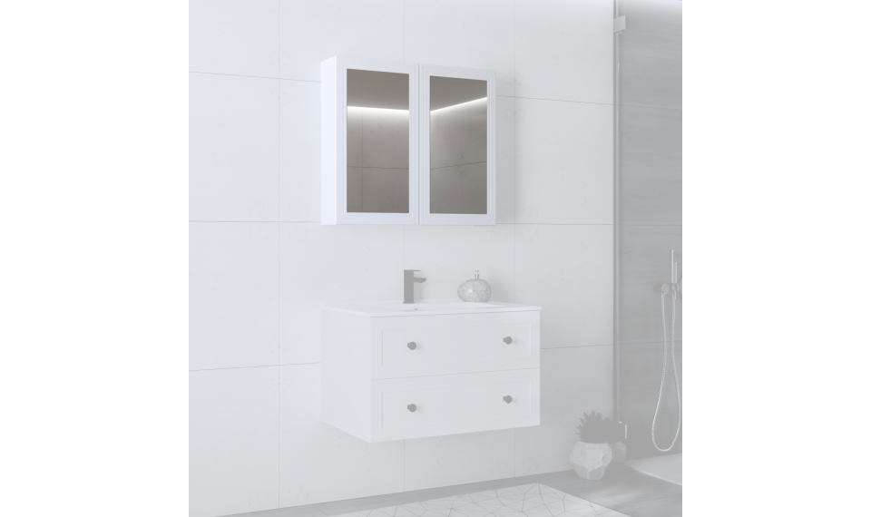 Toreto 70x80cm 2D зеркальный шкаф белый | Ванная комната | ZIPhome.ee изображение 1