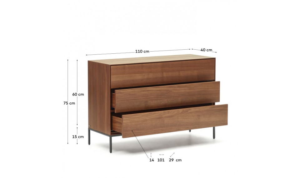 Vedrana chest of 3 drawers walnut | Makuuhuone | ZIPhome.ee kuva 6