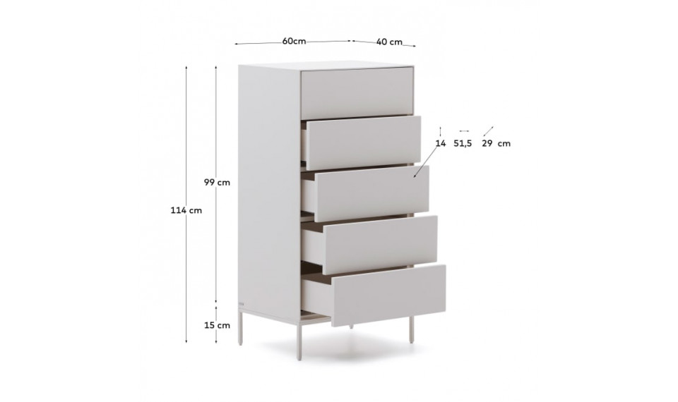 Vedrana 5 drawers chest white | Makuuhuone | ZIPhome.ee kuva 6