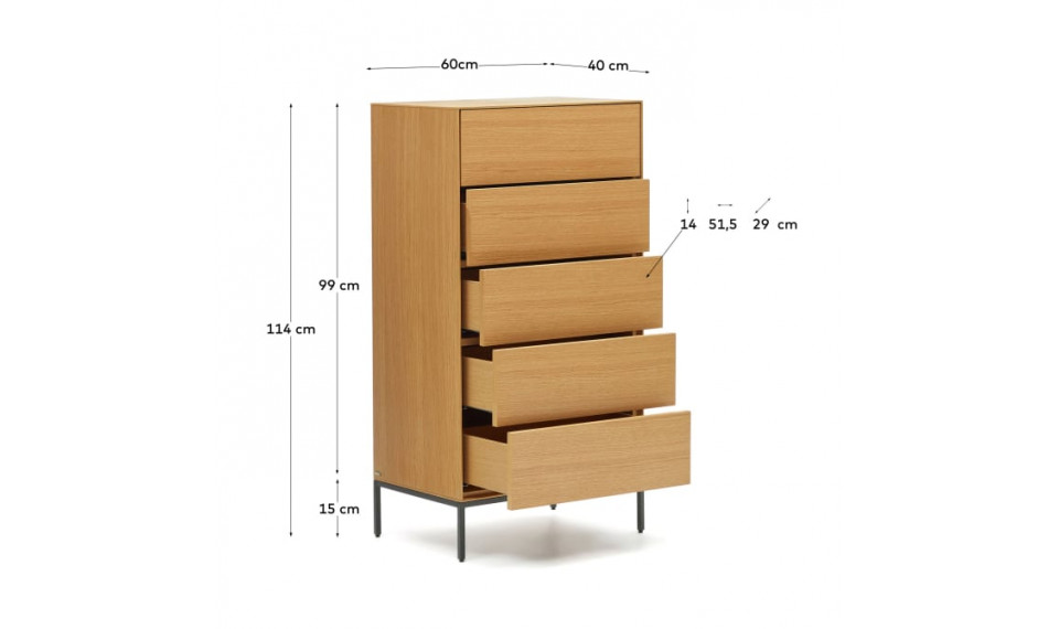 Vedrana 5 drawers chest oak | Makuuhuone | ZIPhome.ee kuva 6