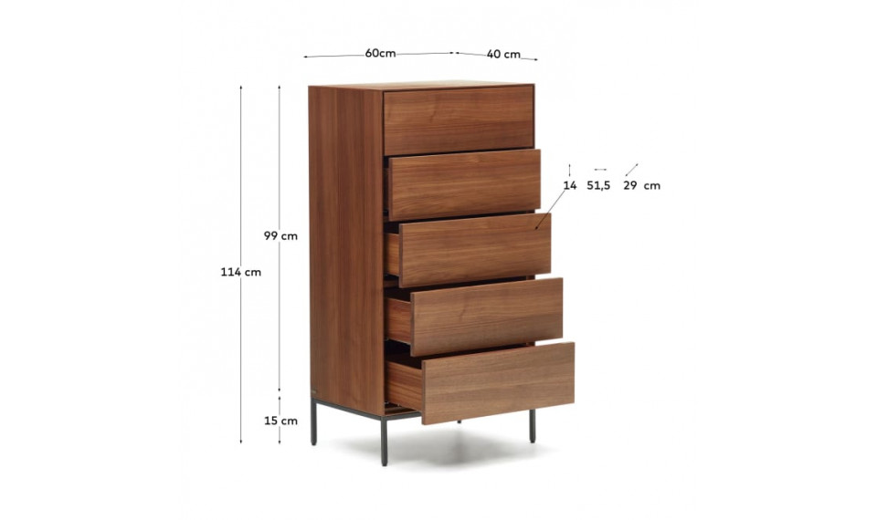 Vedrana 5 drawers chest walnut | Bedroom | ZIPhome.ee image 6
