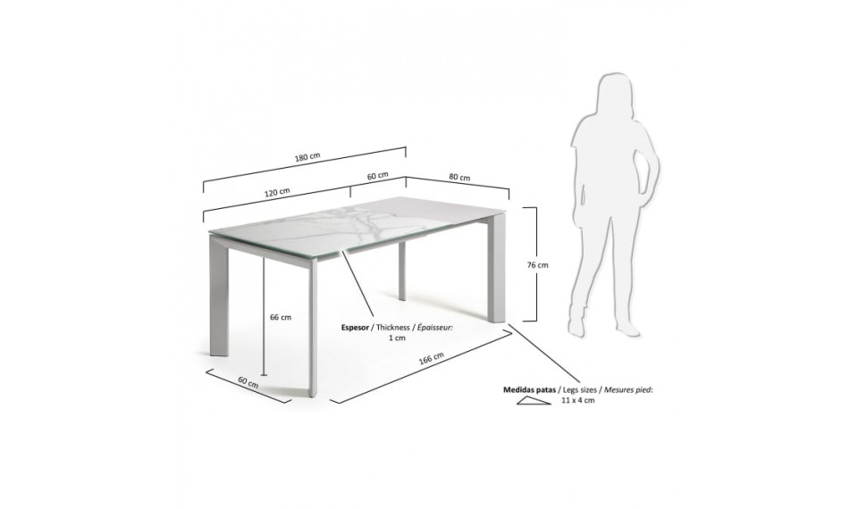 Раздвижной стол Axis из фарфора белый 120 | Столы | ZIPhome.ee изображение 2
