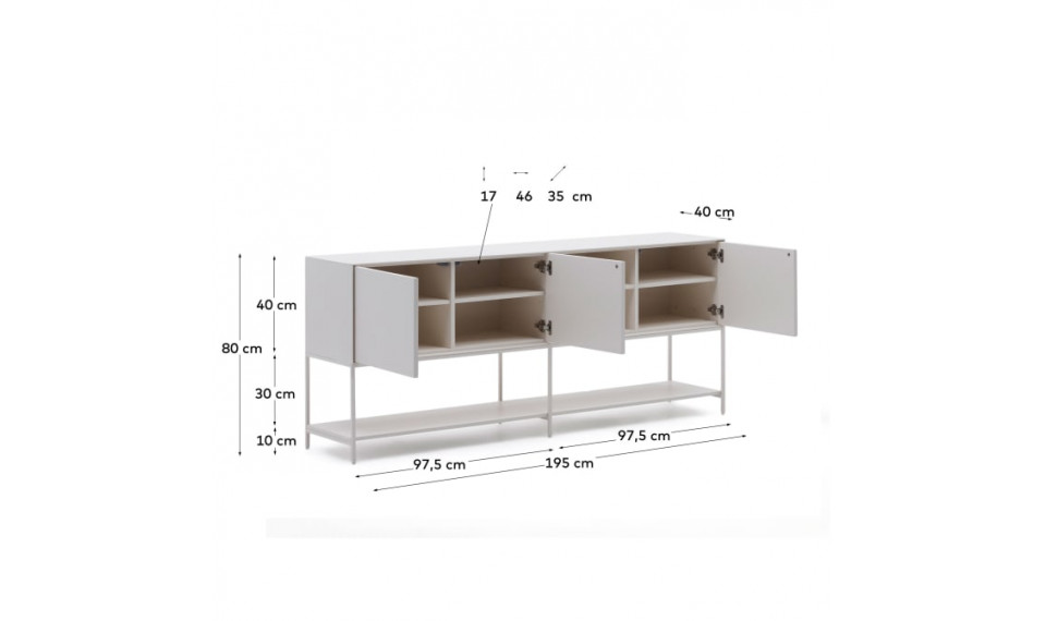 Vedrana 3 дверный высокий буфет белый | Комоды | ZIPhome.ee изображение 2