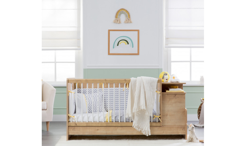 MOCHA CONVERTIBLE BABY BED WITH TABLE OAK (70x110-70x140 cm) | Baby beds | ZIPhome.ee image 4