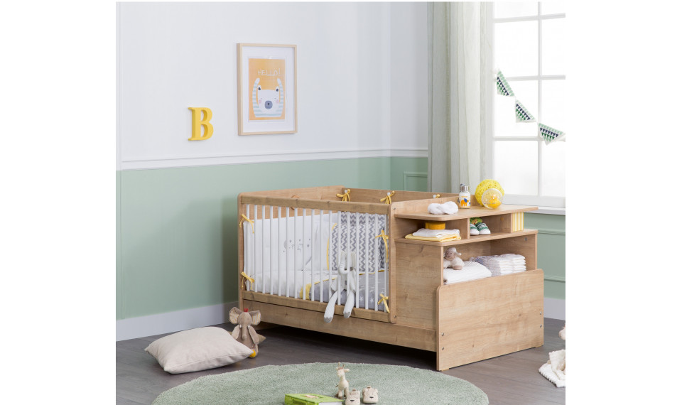 MOCHA CONVERTIBLE BABY BED WITH TABLE OAK (70x110-70x140 cm) | Baby beds | ZIPhome.ee image 3