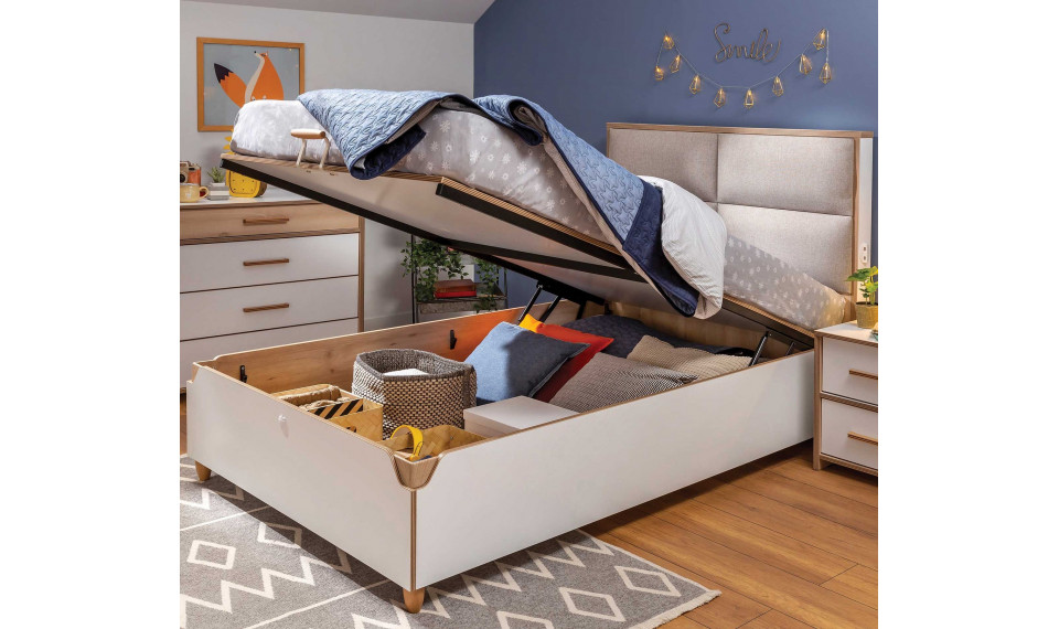 MODERA voodi pesukastiga tõstemehhanismiga. Voodipeats on kaetud kangaga. (100x200 cm) | Laste voodid | ZIPhome.ee pilt 3