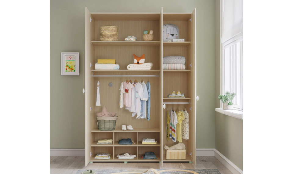 MONTES NATURAL 3 ustega riidekapp | Laste riidekapid | ZIPhome.ee pilt 3