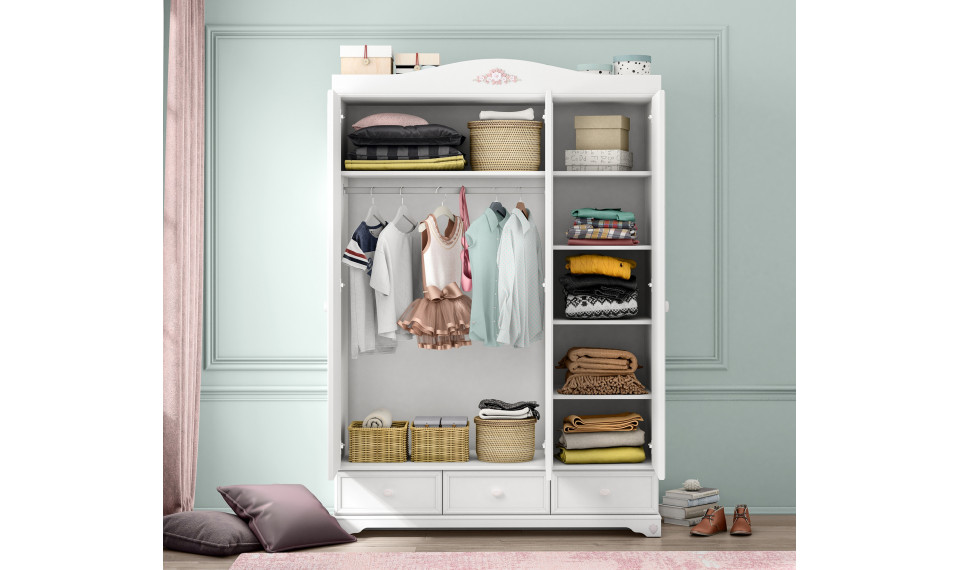 RUSTIC WHITE 3-ukseline riidekapp | Laste riidekapid | ZIPhome.ee pilt 2