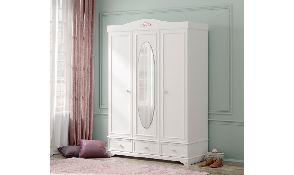 RUSTIC WHITE 3-ukseline riidekapp | Laste riidekapid | ZIPhome.ee pilt 3