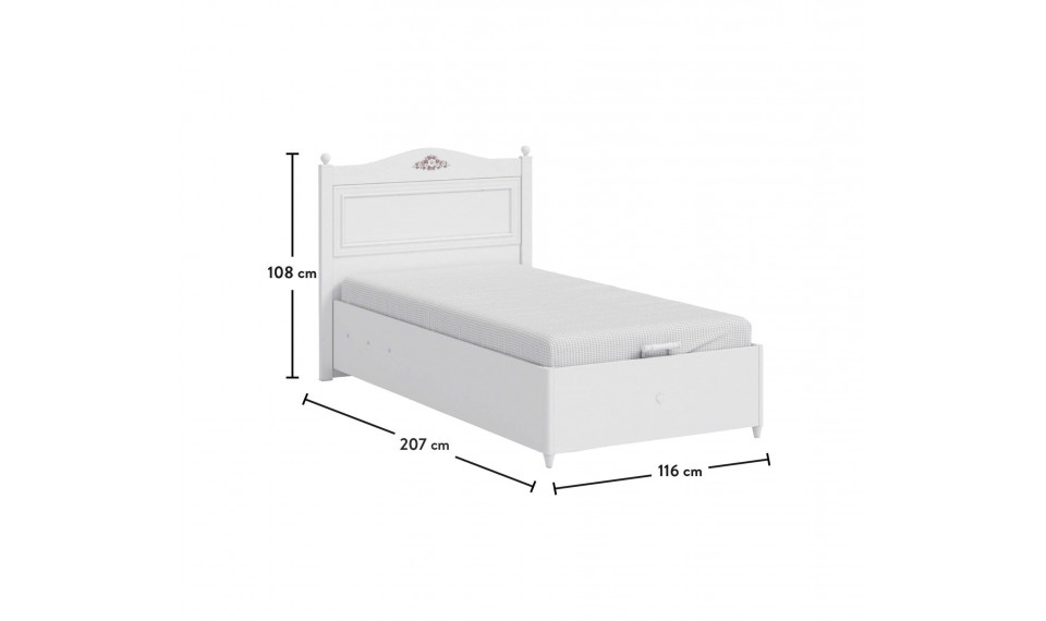 RUSTIC WHITE voodi pesukastiga ja tõstemehhanismiga (100x200 cm) | Laste voodid | ZIPhome.ee pilt 6