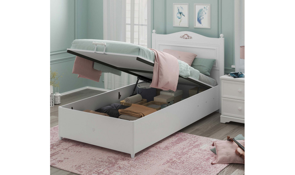 RUSTIC WHITE voodi pesukastiga ja tõstemehhanismiga (120x200 cm) | Laste voodid | ZIPhome.ee pilt 3