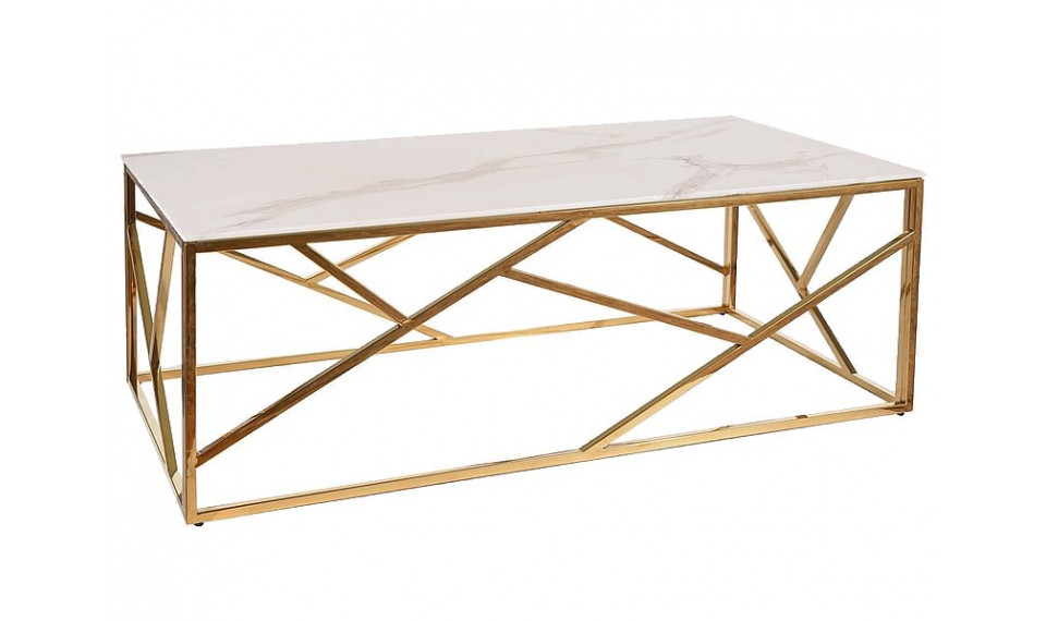 ESCADA A II Coffee table, White, marble effect/Golden | Сoffee tables | ZIPhome.ee image 1