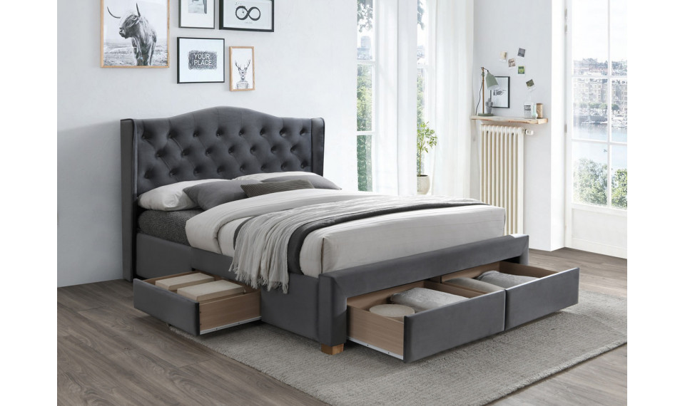 Bed with drawers ASPEN 160x200 VELVET BLUVEL 14 grey | Sängyt | ZIPhome.ee kuva 1