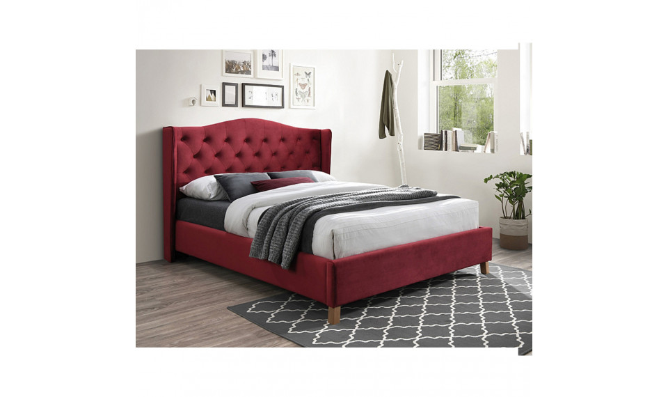 Bed ASPEN 160x200 VELVET BLUVEL 59 burgundy | Sängyt | ZIPhome.ee kuva 1