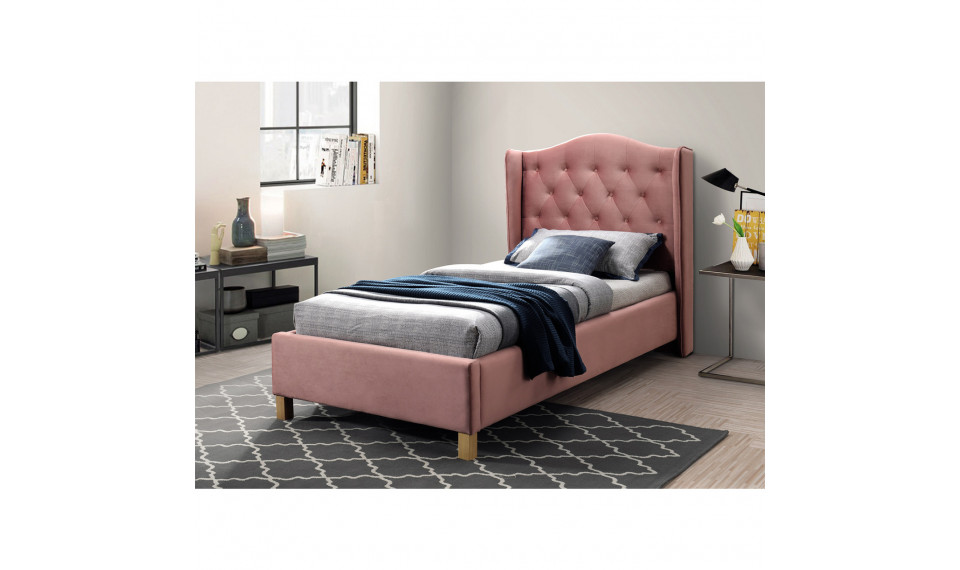 Bed ASPEN 90x200 VELVET BLUVEL 52 antique rose | Beds | ZIPhome.ee image 1