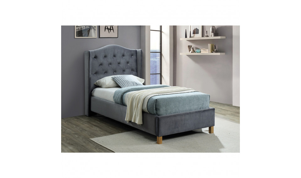 Bed ASPEN 90x200 VELVET BLUVEL 14 grey | Sängyt | ZIPhome.ee kuva 1