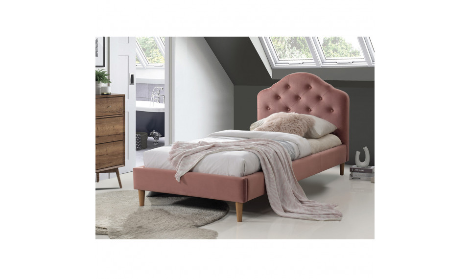 Voodi CHLOE 90x200 VELVET BLUVEL 52 antiikroos | Voodid | ZIPhome.ee kuva 1