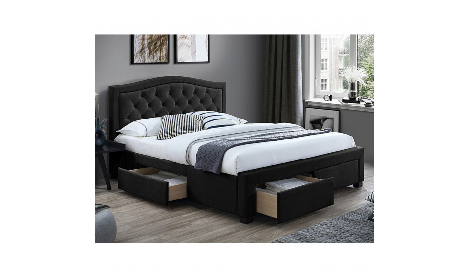 Voodi kastidega ELECTRA 160X200 VELVET TAP 186 must | Voodid | ZIPhome.ee pilt 1