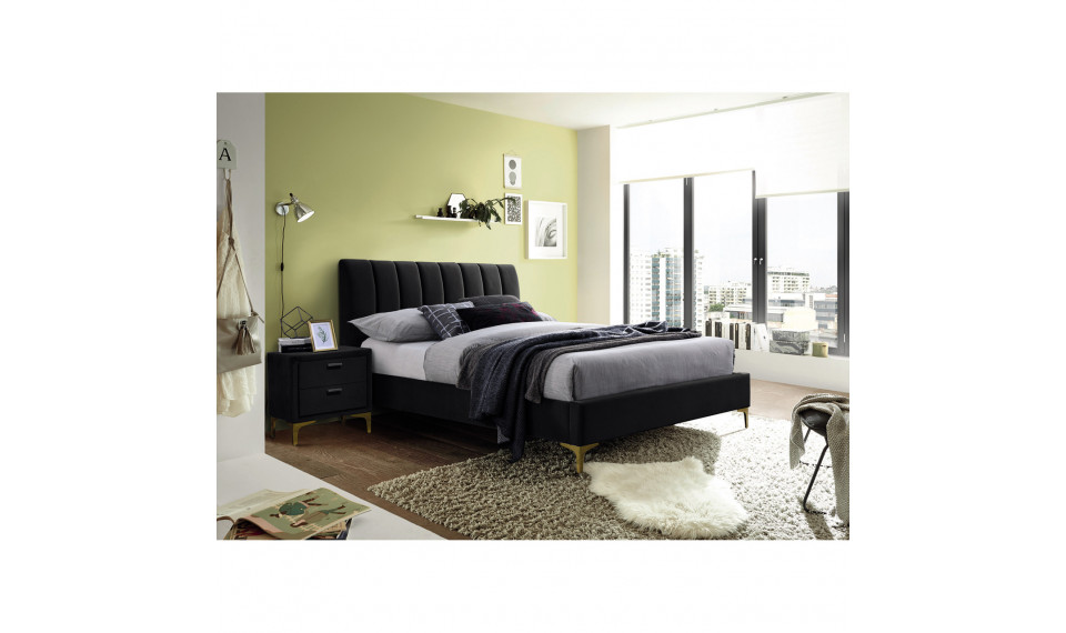 Bed MIRAGE 160X200 VELVET TAP 186 black | Sängyt | ZIPhome.ee kuva 1