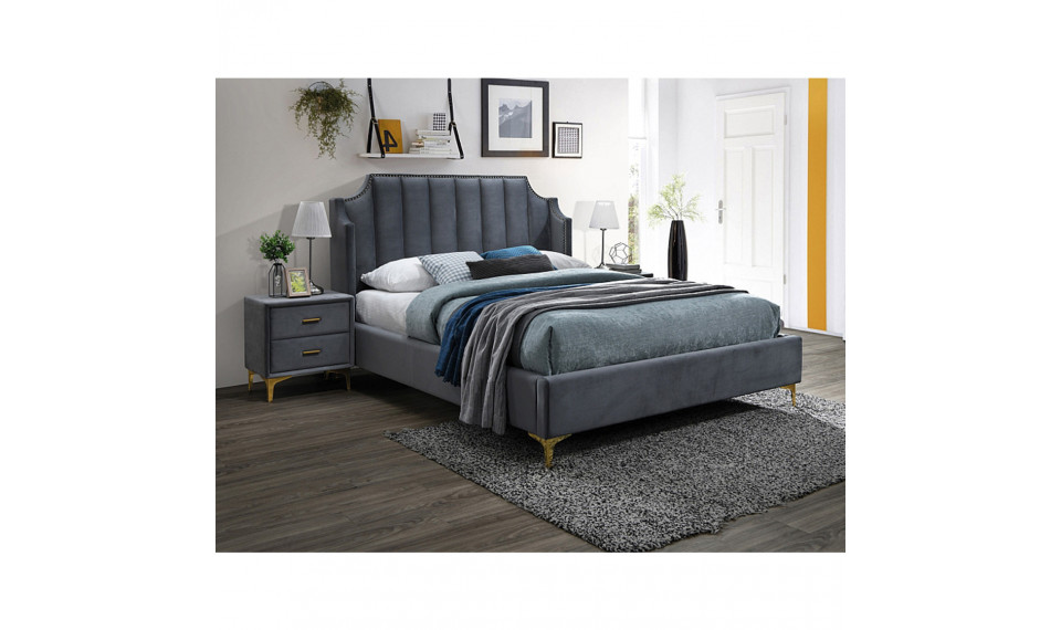 Bed MONAKO 160x200  VELVET BLUVEL 14 grey | Sängyt | ZIPhome.ee kuva 1