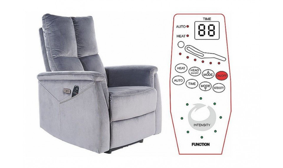 Armchair NEPTUN M VELVET BLUVEL 14 grey, with massage function | 100% laatu Armchair NEPTUN M VELVET BLUVEL 14 grey, with massage function | Nojatuolit | ZIPhome.ee kuva 1