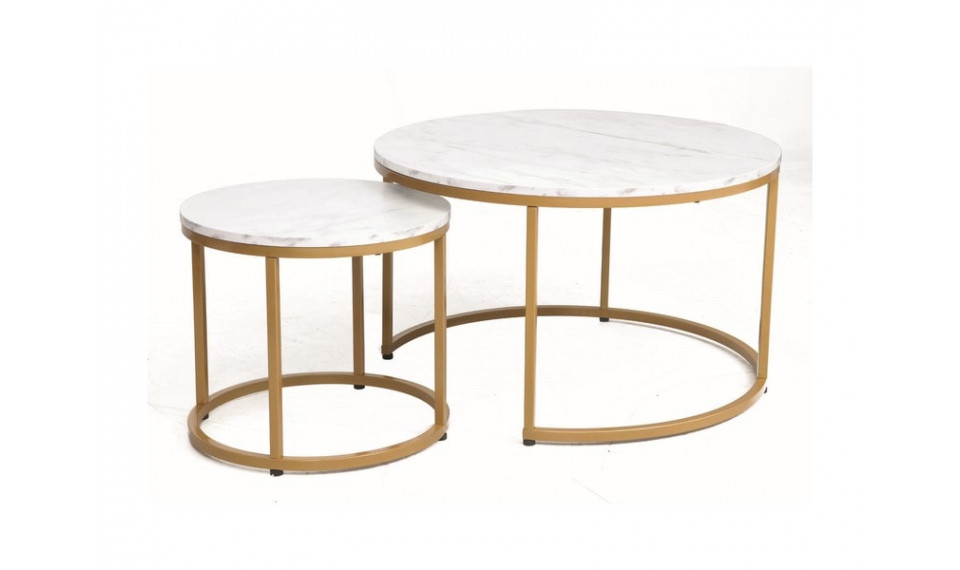 DION Coffee table set, white marble / golden | Сoffee tables | ZIPhome.ee image 1