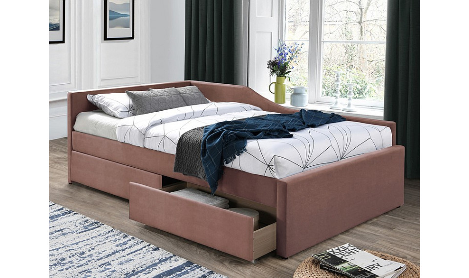 ELIOT Voodi 120x200 VELVET Tap. 185 antiik roosa | Voodid | ZIPhome.ee image 1